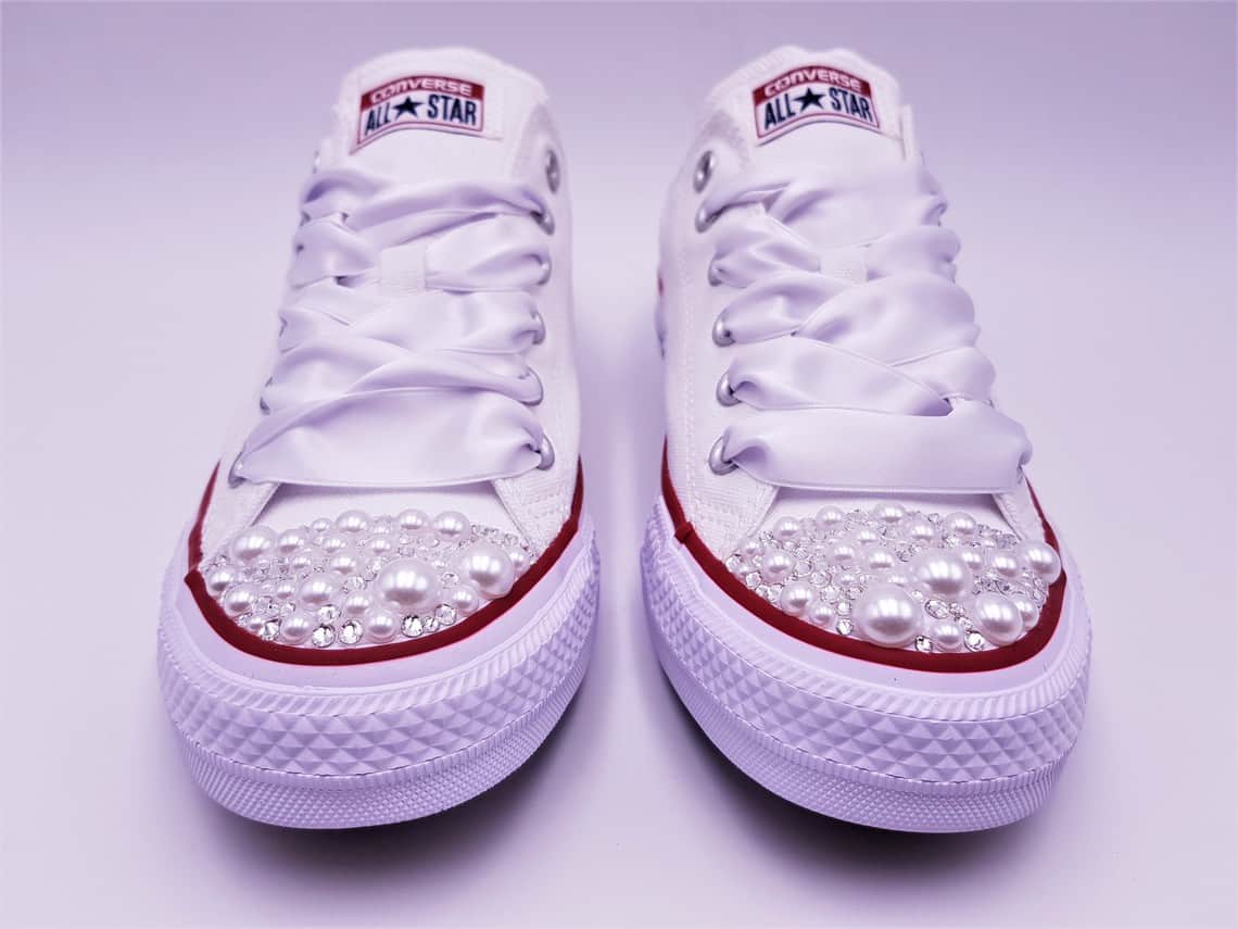 Converse Wedding Pearl Double G Customs Personalized shoes