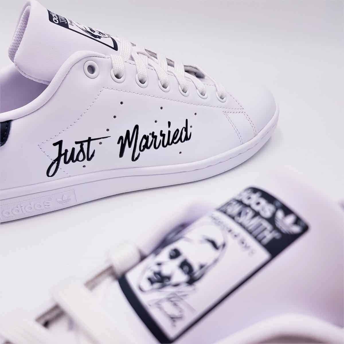 Couple 2 Adidas Stan Smith Just Married - Double G Customs