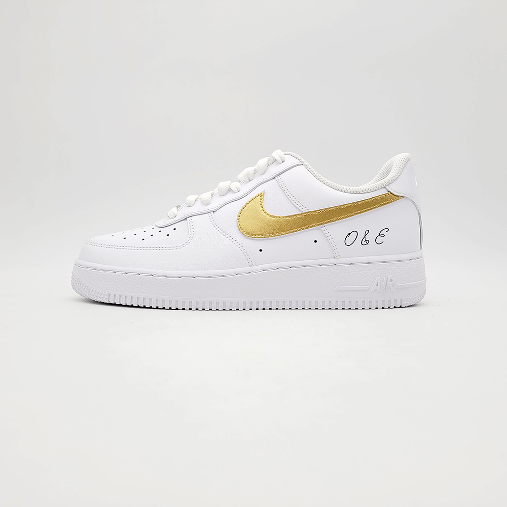 NEW Gold Marriage Logo Custom Air Force 1 Sneakers