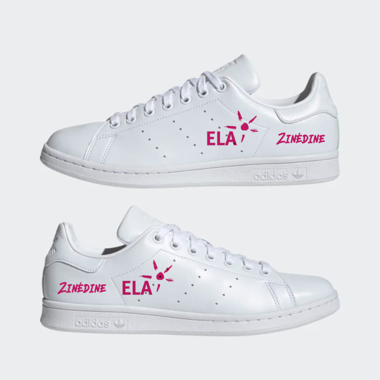 Les baskets Adidas Stan Smith personnalisées aux couleurs de l'association ELA.