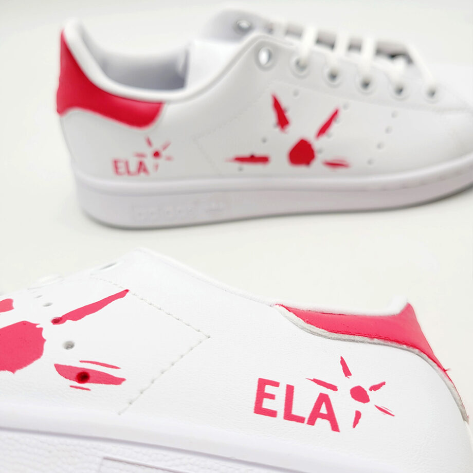 Shoes customized in the colors of the ELA association by Double G Customs