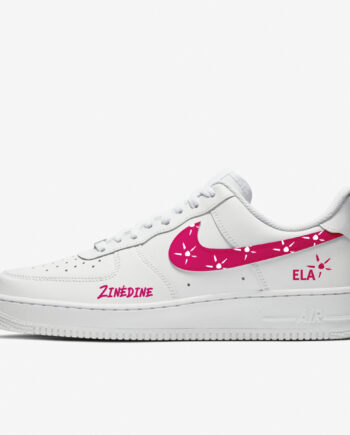 Les couleurs de l'association ELA et le prénom de votre choix sur les Nike air force one