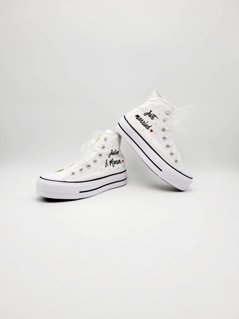 Converse Lift high-top sneakers customized to transcend wedding conventions